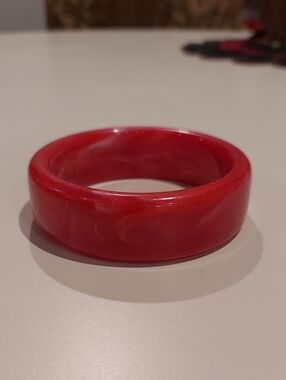 Vintage Red Bakelite Bangle Bracelet